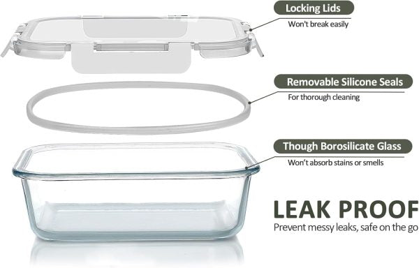 M MCIRCO 10-Pack,22 Oz Glass Meal Prep Containers,Glass Food Storage Containers with lids,Lunch Containers,Microwave, Oven, Freezer and Dishwasher 1