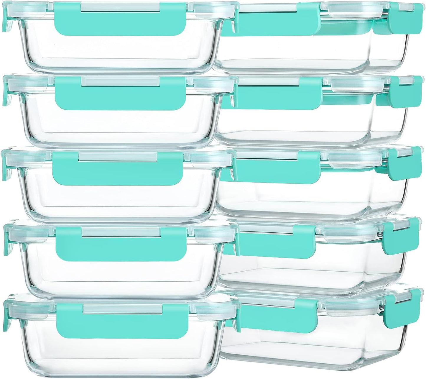 M MCIRCO 10-Pack,22 Oz Glass Meal Prep Containers,Glass Food Storage Containers with lids,Lunch Containers,Microwave, Oven, Freezer and Dishwasher 1